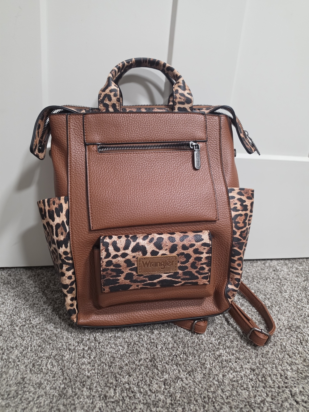 Wrangler Brown Leopard-Accent Women's Backpack